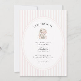 Some Bunny Sweet Roze Baby Shower Save the Date Kaart