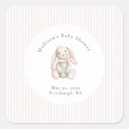 Some Bunny Sweet Roze Baby Shower Vierkante Sticker