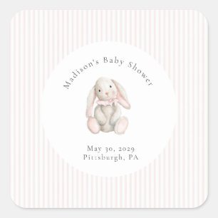 Some Bunny Sweet Roze Baby Shower Vierkante Sticker