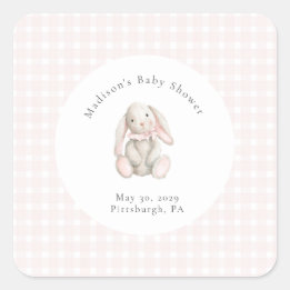 Some Bunny Sweet Roze Baby Shower Vierkante Sticker