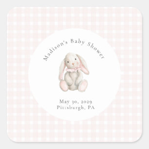 Some Bunny Sweet Roze Baby Shower Vierkante Sticker