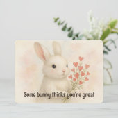 Some Bunny Thinks You’re Great Valentines Day Card Feestdagenkaart (Staand voorkant)