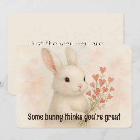 Some Bunny Thinks You’re Great Valentines Day Card Feestdagenkaart (Voorkant / Achterkant)