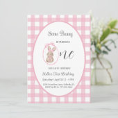 Some Bunny Uitnodiging 1e Verjaardagsfeest Kaart (Staand voorkant)