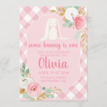 Some Bunny Verjaardagsuitnodiging bloemrijk en Roz