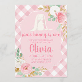 Some Bunny Verjaardagsuitnodiging bloemrijk en Roz Kaart