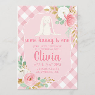 Some Bunny Verjaardagsuitnodiging bloemrijk en Roz Kaart