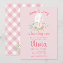 Some Bunny Verjaardagsuitnodiging bloemrijk en Roz