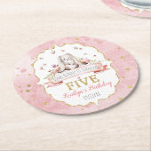 Some Bunny viert vijfde verjaardag Ronde Kartonnen Onderzetter (Gebogen)