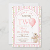 Some Bunny Vintage Rabbit 2nd Birthday Invitation Kaart (Voorkant)