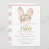 Some Bunny wordt TWEE Uitnodiging - Konijnenoren (Voorkant / Achterkant)