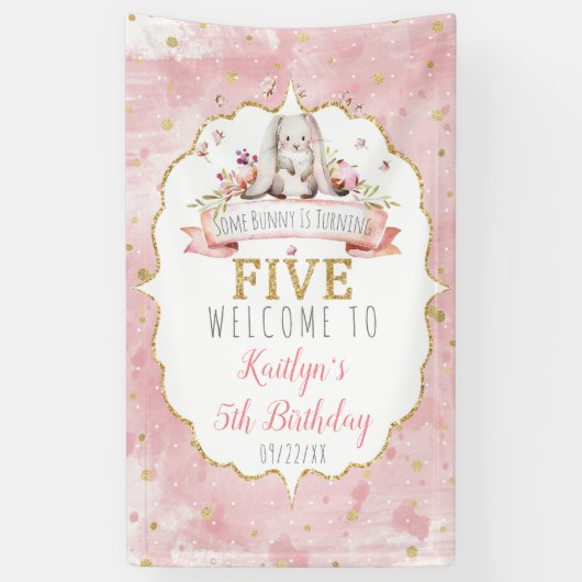 Some Bunny wordt vijf verjaardagen welkom Spandoek (Verticaal)