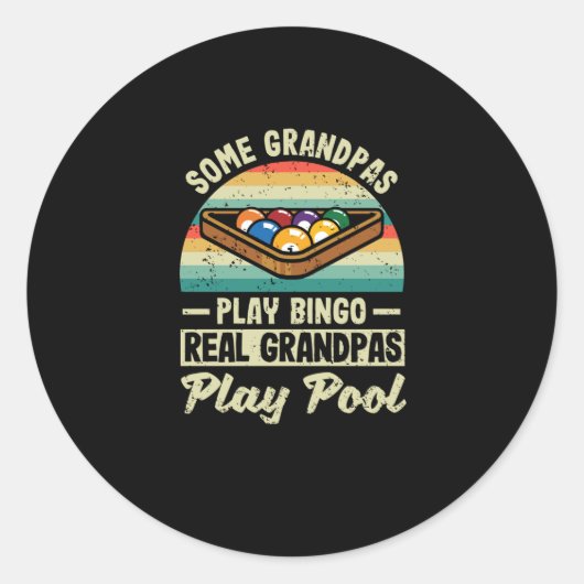Some grandfathers play bingo pool billiards ronde sticker (Voorkant)