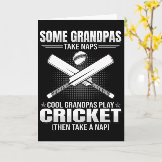 Some Grandpas Take Naps - Funny Cricket Playing  Kaart (Gele Bloem)