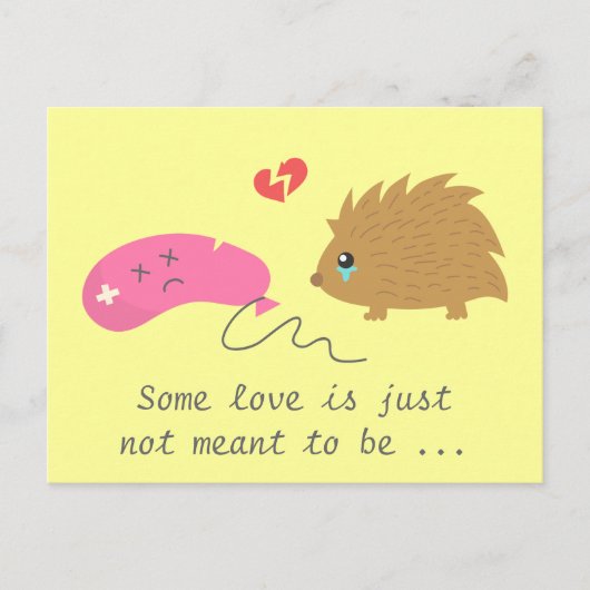 Some Love is not meant to be, funny hedgehog Briefkaart (Voorkant)