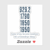 Some of my favorite numbers sticker (Vel)