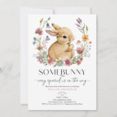 Somebunny Baby shower Invitation Wildflower Kaart (Voorkant)