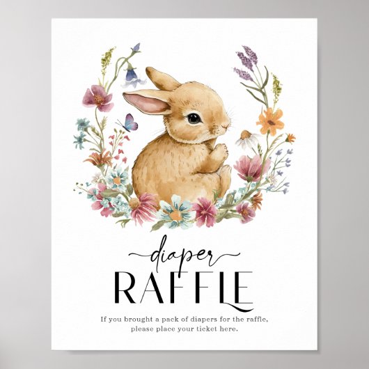 Somebunny Baby shower Luier Raffle Sign Poster (Voorkant)
