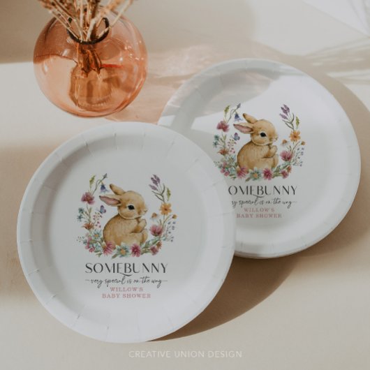 Somebunny Baby Shower Wilde Bloemen Papieren Borde Papieren Bordje