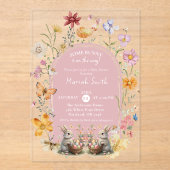 SomeBunny Easter Wildflower Baby shower Acryl Uitnodigingen (Voorkant)