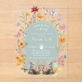 SomeBunny Easter Wildflower Baby shower Acryl Uitnodigingen (Voorkant)