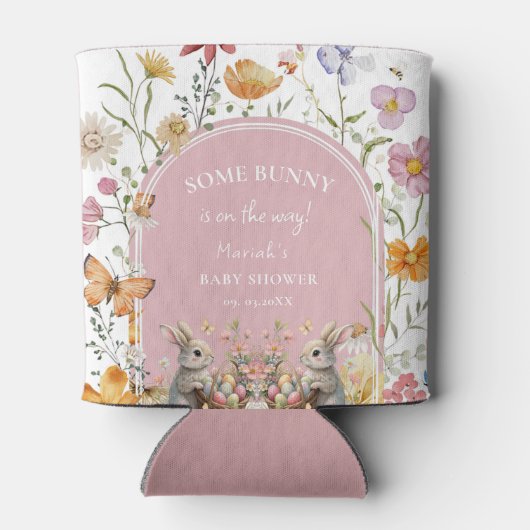 SomeBunny Easter Wildflower Baby shower Blikjeskoeler (Achterkant)