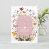 SomeBunny Easter Wildflower Baby shower Kaart (Staand voorkant)