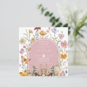 SomeBunny Easter Wildflower Baby shower Kaart (Staand voorkant)