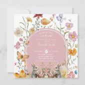 SomeBunny Easter Wildflower Baby shower Kaart (Voorkant)