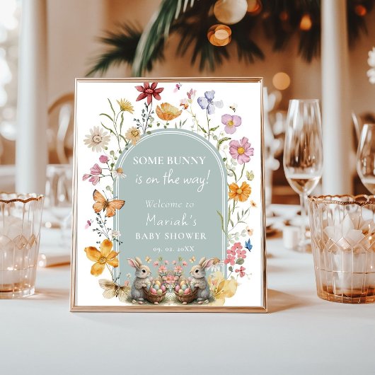 SomeBunny Easter Wildflower Baby shower welkom Poster