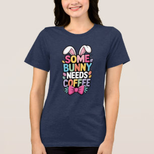 Somebunny heeft koffie Pasen T-shirt Funny Bunny 