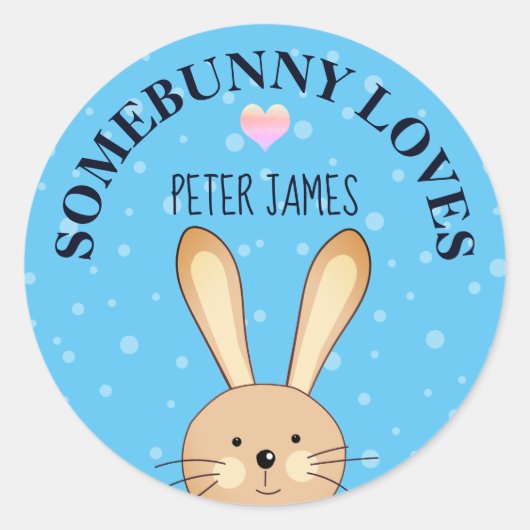 Somebunny houdt van je Blue Bunny Ronde Sticker (Voorkant)