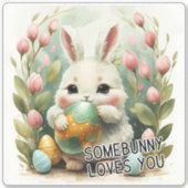 Somebunny houdt van je Paasvinyl Sticker (Voorkant)