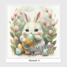 Somebunny houdt van je Paasvinyl Sticker
