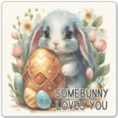 Somebunny houdt van je Paasvinyl Sticker (Voorkant)