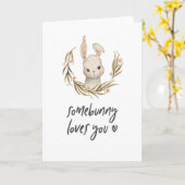 Somebunny houdt van je Sweet Rabbit Valentijnse Kaart (Gele Bloem)