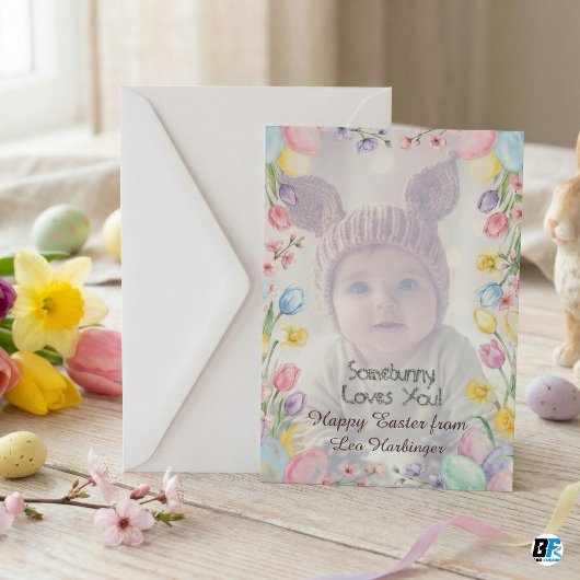 Somebunny houdt van jou aangepaste foto Pasen groe Kaart