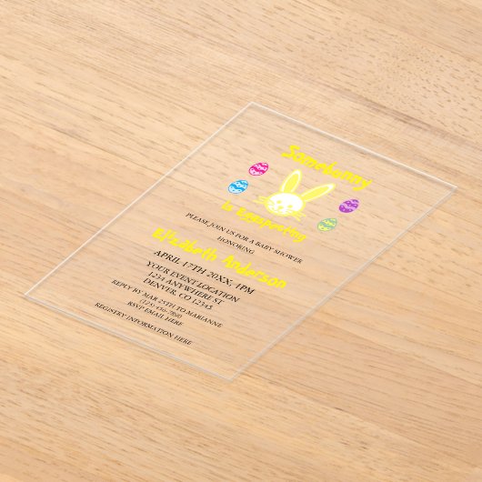 Somebunny Is Eggspecting Easter Baby Shower Acryl Uitnodigingen (Laagn)