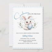 Somebunny is op weg jongens baby shower Pasen Kaart (Voorkant)