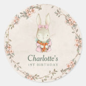 Somebunny is Turning One Birthday Favor Stickers (Voorkant)