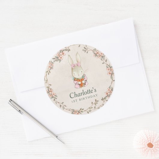 Somebunny is Turning One Birthday Favor Stickers (Envelop)