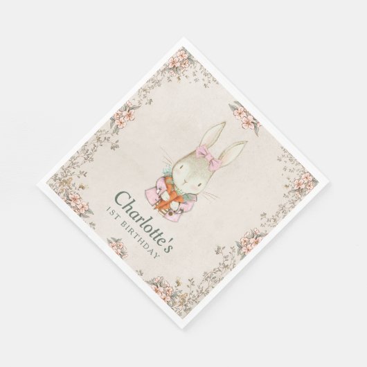 Somebunny is Turning One Birthday Napkins Servet (Hoek)