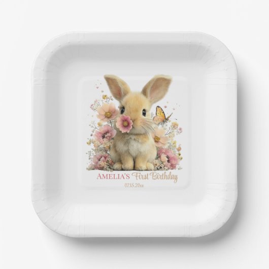 Somebunny is Turning One Paper Plates Papieren Bordje (Voorkant)