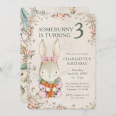 Somebunny is Turning Three 3rd Birthday Invitation Kaart (Voorkant / Achterkant)