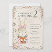 Somebunny is Turning Two 2nd Birthday Invitation Kaart (Voorkant)