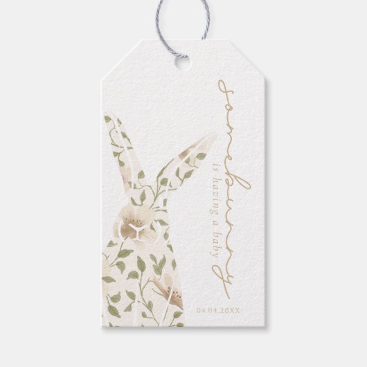 Somebunny Lente Pasen Bloemige Baby Shower Favor Cadeaulabel (Voorkant)