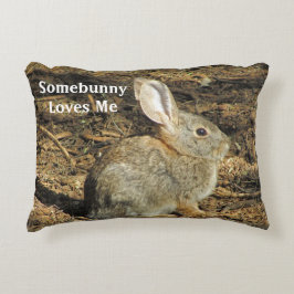 Somebunny Loves Me Schattige Bruine Konijn Foto Na Accent Kussen