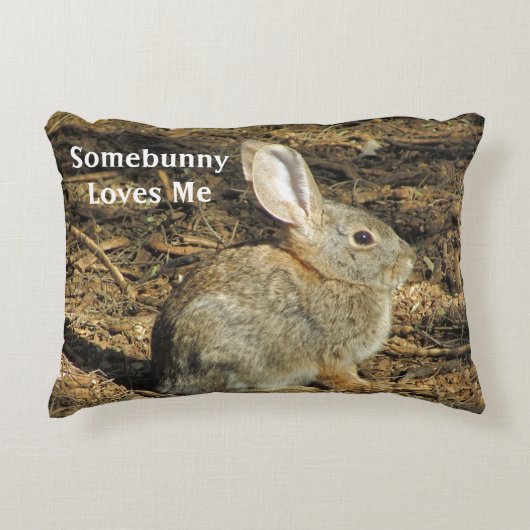 Somebunny Loves Me Schattige Bruine Konijn Foto Na Accent Kussen (Voorkant)