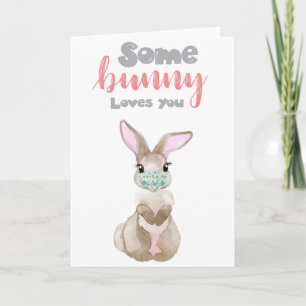 Somebunny Loves You Bunny Quarantine Mondmasker Kaart