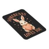 Somebunny Loves You Cute Bunny on Dark Charcoal Magneet (Rechterzijde)
